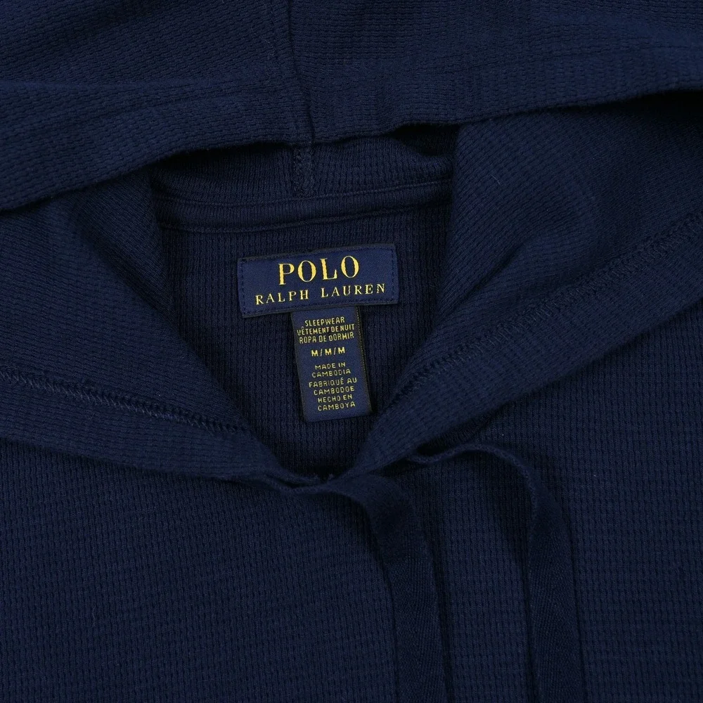 Polo Ralph Lauren Hoodie Sweater Mens Medium Sleepwear Jumper Waffle Knit Preppy